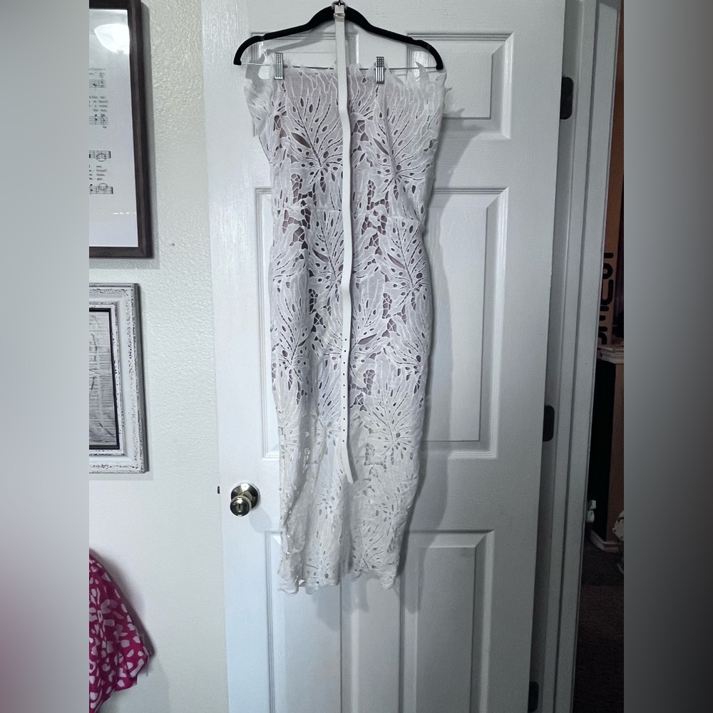 White Strapless Sheath Dress for Brides